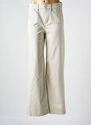 Pantalon flare fermeture zippée sous rabat boutonné beige ANNA MONTANA femme