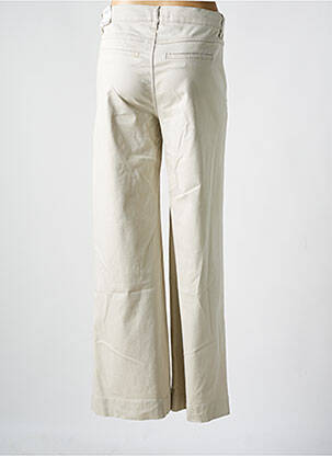 Pantalon flare fermeture zippée sous rabat boutonné beige ANNA MONTANA femme