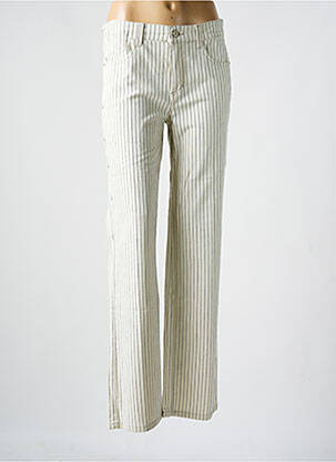 Pantalon droit fermeture zippée sous rabat boutonné beige ANNA MONTANA femme