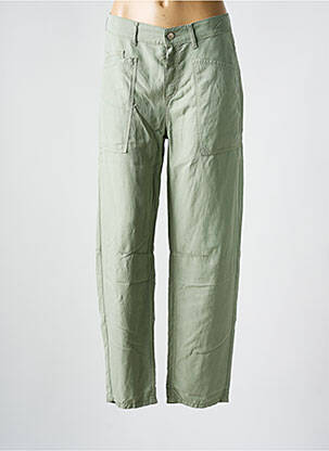 Pantalon droit fermeture zippée sous rabat boutonné vert ANNA MONTANA femme