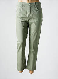 Pantalon 7/8 fermeture zippée sous rabat boutonné vert ANNA MONTANA femme