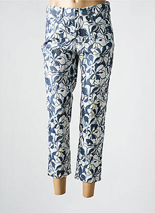 Pantalon 7/8 fermeture zippée sous rabat boutonné bleu ANNA MONTANA femme