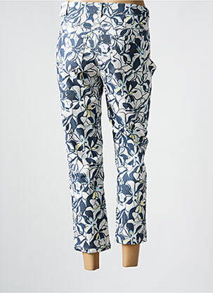 Pantalon 7/8 fermeture zippée sous rabat boutonné bleu ANNA MONTANA femme