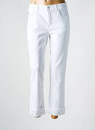 Pantalon 7/8 fermeture zippée sous rabat boutonné blanc ANNA MONTANA femme