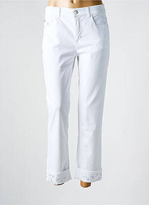 Pantalon 7/8 fermeture zippée sous rabat boutonné blanc ANNA MONTANA femme