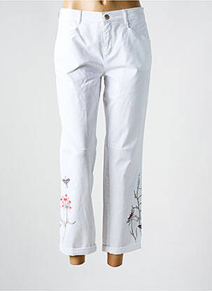 Pantalon 7/8 fermeture zippée sous rabat boutonné blanc ANNA MONTANA femme