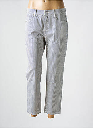 Pantalon 7/8 fermeture zippée sous rabat boutonné bleu ANNA MONTANA femme