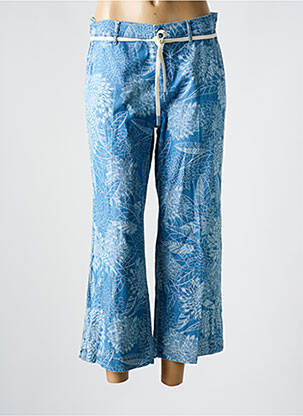 Pantalon 7/8 fermeture zippée sous rabat boutonné bleu ANNA MONTANA femme