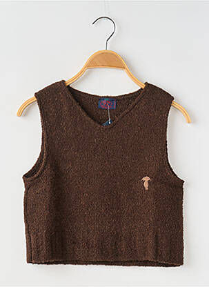 Pull coupe droite sans manche marron COUDEMAIL fille