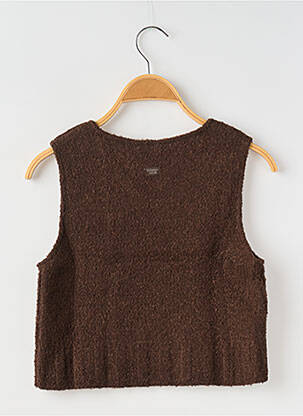 Pull coupe droite sans manche marron COUDEMAIL fille