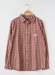 Chemise manches longues tissage popeline rouge CHEVIGNON garcon