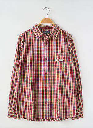 Chemise manches longues tissage popeline rouge CHEVIGNON garcon