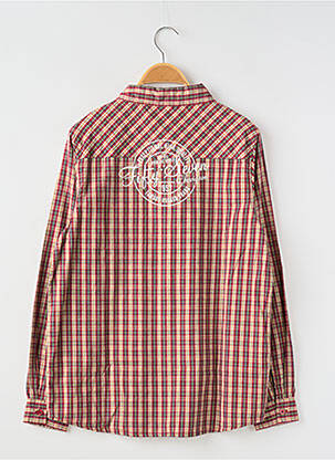 Chemise manches longues tissage popeline rouge CHEVIGNON garcon