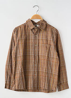 Chemise manches longues tissage popeline marron KDM garçon