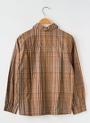Chemise manches longues tissage popeline marron KDM garçon