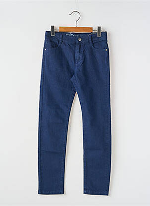 Pantalon slim tissage popeline taille ajustable bleu MAYORAL garçon
