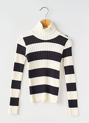 Pull col roulé imprimé rayures manches longues noir MAYORAL fille