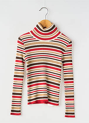 Pull col roulé imprimé rayures manches longues rouge MAYORAL fille