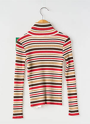 Pull col roulé imprimé rayures manches longues rouge MAYORAL fille