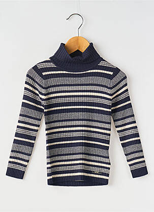 Pull col roulé imprimé rayures manches longues bleu MAYORAL fille