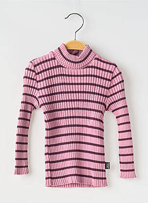 Pull col roulé imprimé rayures manches longues rose COUDEMAIL fille
