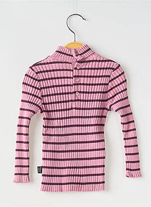 Pull col roulé imprimé rayures manches longues rose COUDEMAIL fille