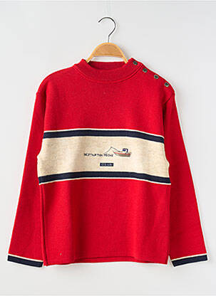Pull broderie manches longues rouge COUDEMAIL garçon