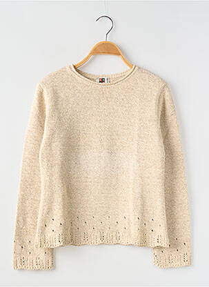 Pull coupe droite manches longues beige KDM fille