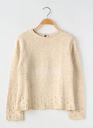 Pull coupe droite manches longues beige KDM fille