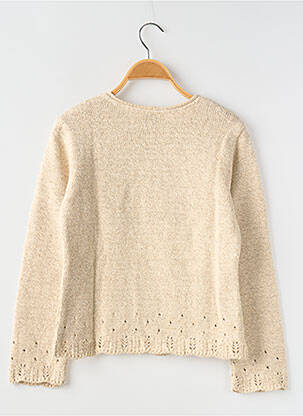 Pull coupe droite manches longues beige KDM fille