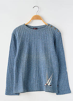 Pull coupe droite manches longues bleu COUDEMAIL garçon