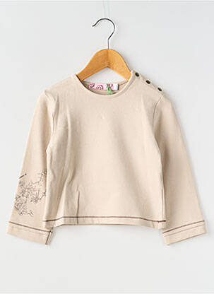 Sweat-shirt tissage jersey manches longues beige POMME FRAMBOISE fille