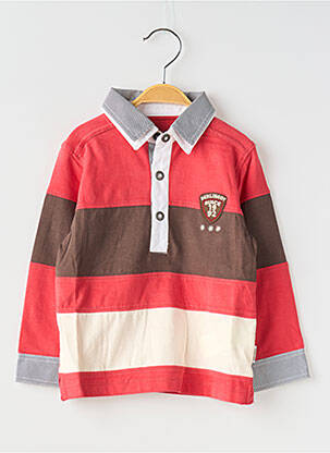 Polo tissage jersey manches longues rouge BERLINGOT garcon