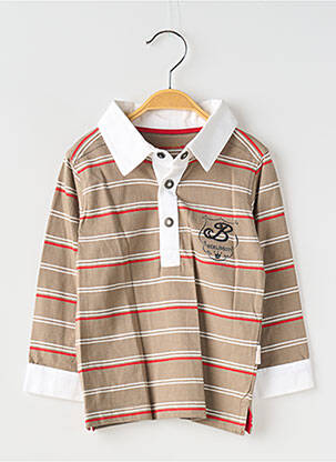 Polo tissage jersey manches longues marron BERLINGOT garcon