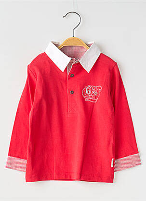 Polo tissage jersey manches longues rouge BERLINGOT garcon