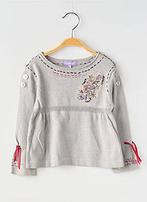 Pull maille tricot manches longues gris COUDEMAIL fille