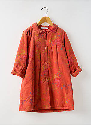 Manteau long coupe droite sans capuche orange COUDEMAIL fille