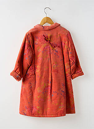 Manteau long coupe droite sans capuche orange COUDEMAIL fille