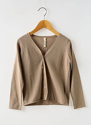 Gilet manches longues coupe droite beige OCEAN SPIRIT fille