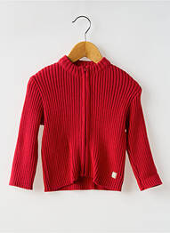 Gilet manches longues col rond rouge COUDEMAIL fille