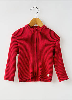 Gilet manches longues col rond rouge COUDEMAIL fille