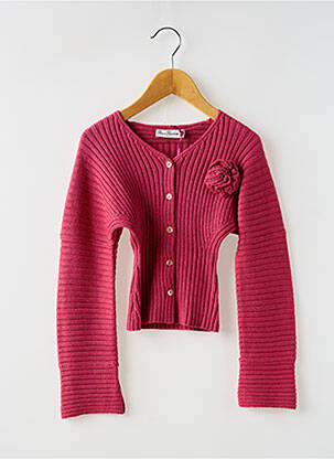 Gilet manches longues col v rose POMME FRAMBOISE fille