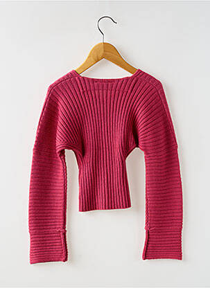 Gilet manches longues col v rose POMME FRAMBOISE fille