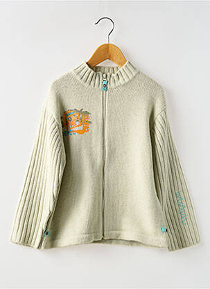 Gilet manches longues col rond gris P'TITES CANAILLES garçon