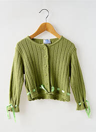 Gilet manches longues coupe droite vert LAPIN BLEU fille