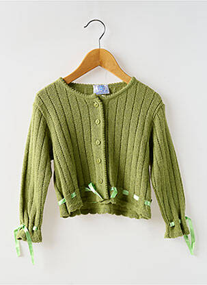 Gilet manches longues coupe droite vert LAPIN BLEU fille