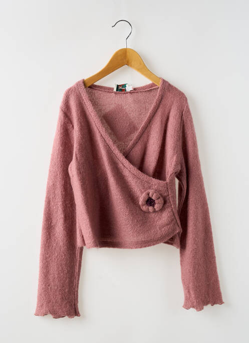 Gilet cache-cœur coupe cintrée rose KDM fille