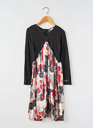 Robe mi-longue coupe évasée manches longues noir POMME FRAMBOISE fille