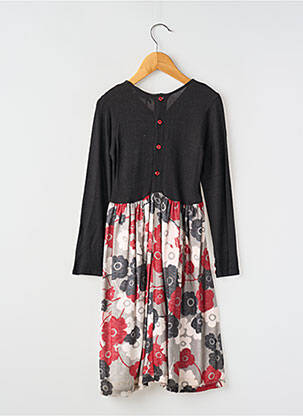 Robe mi-longue coupe évasée manches longues noir POMME FRAMBOISE fille