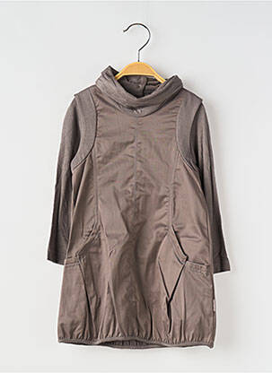Robe mi-longue manches longues marron COUDEMAIL fille